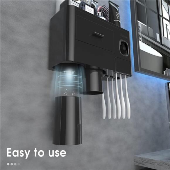 Toothbrush Holders for Bathrooms, 2 Cups Toothbrush Holder Wall Mounted - Picture 3 of 7